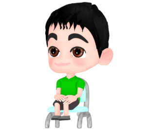 背筋を伸ばして椅子に座る男の子のイラスト