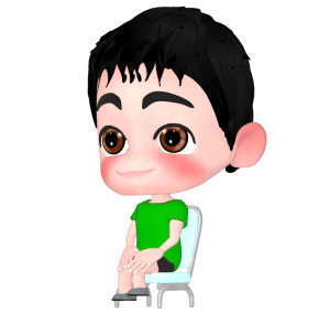 背筋を伸ばして椅子に座る男の子のイラスト
