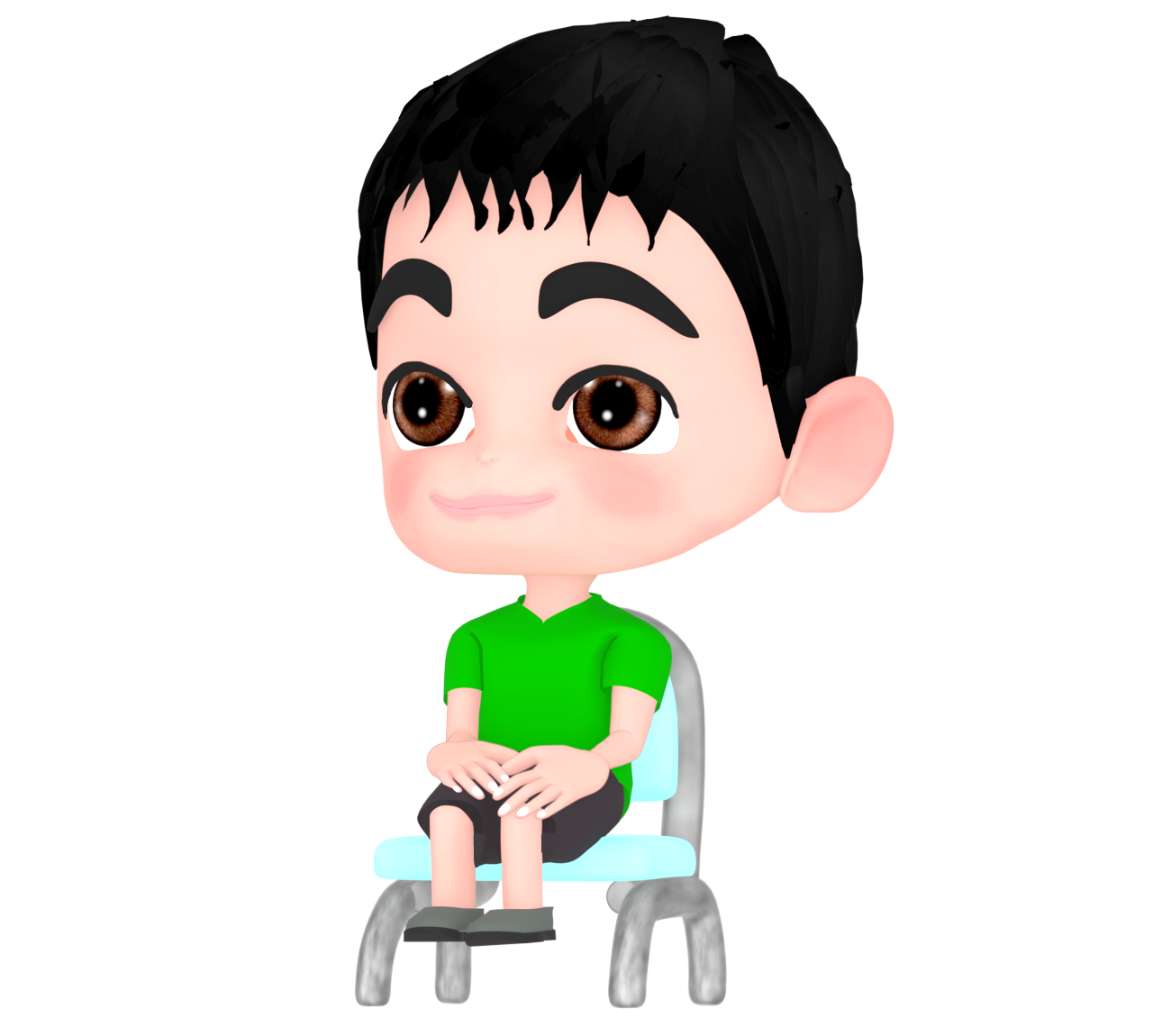 背筋を伸ばして椅子に座る男の子のイラスト
