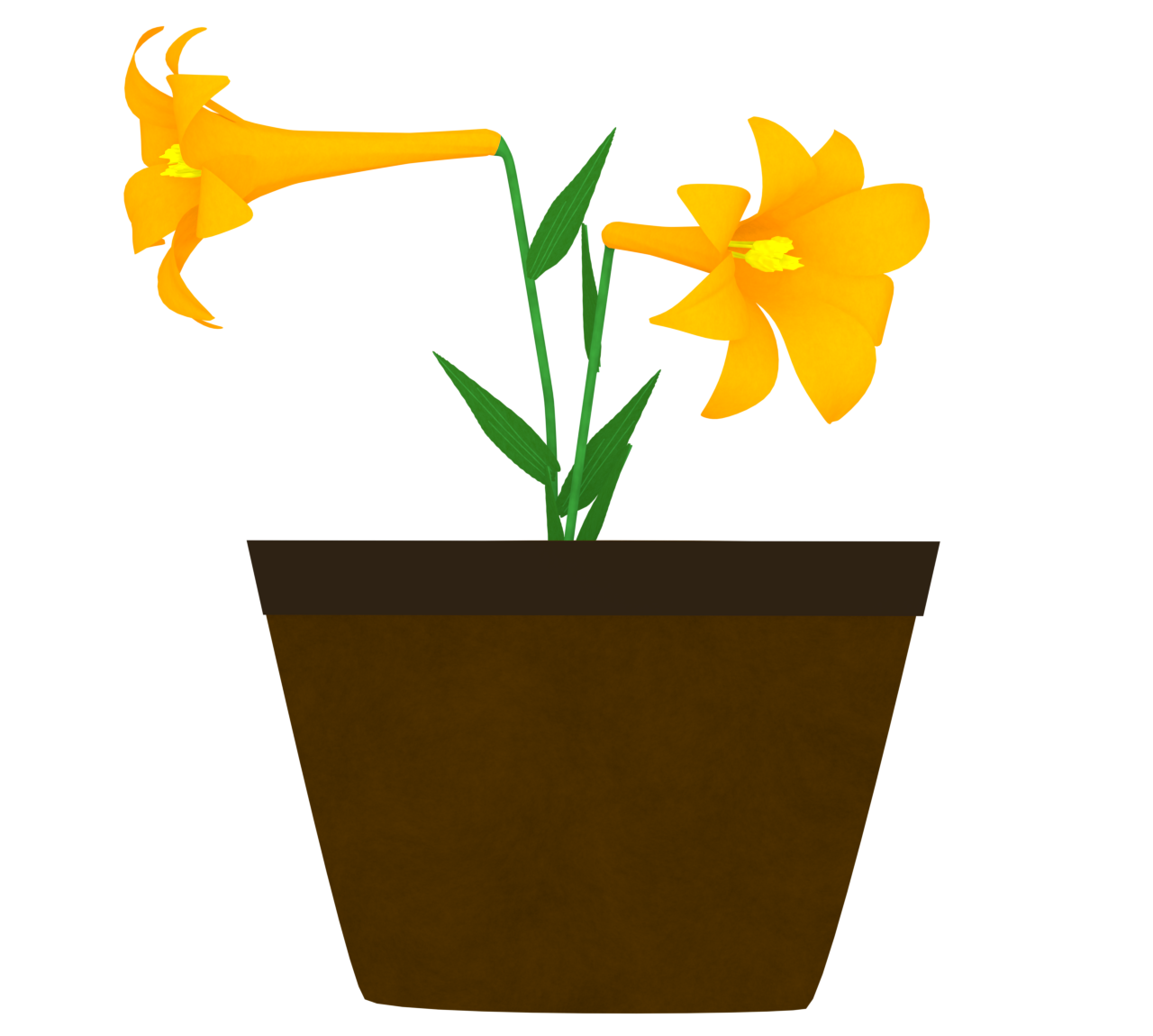 鉢植えのユリのイラスト
