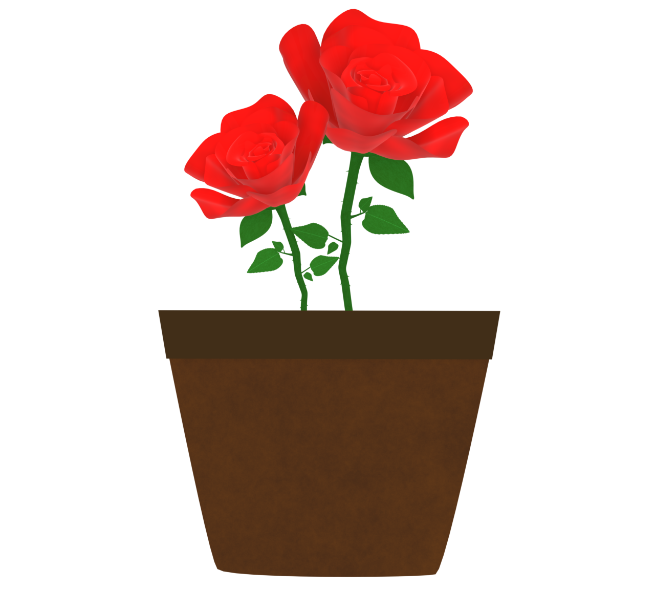 鉢植えの薔薇のイラスト