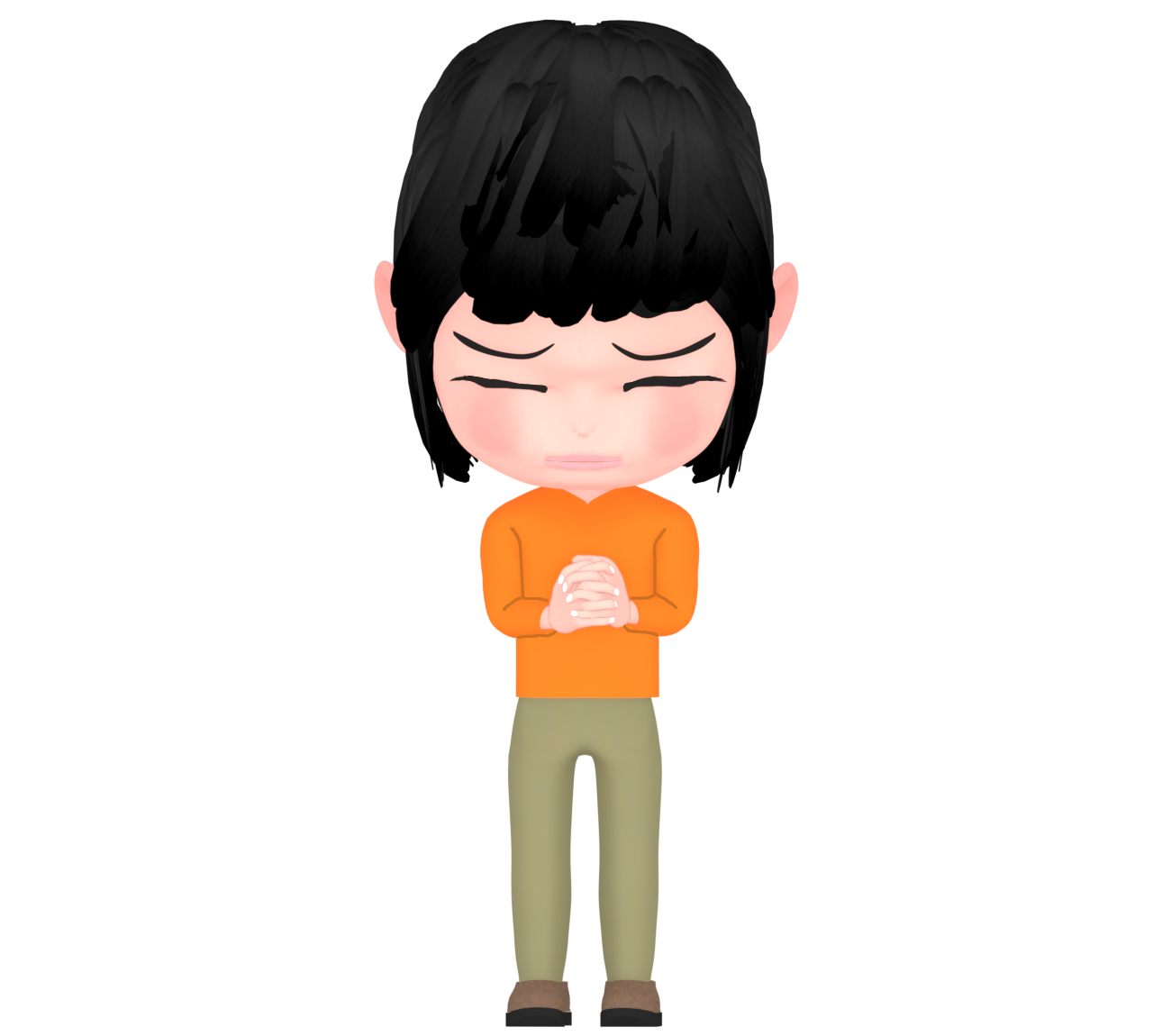 手を握りしめて必死に祈る女性のイラスト