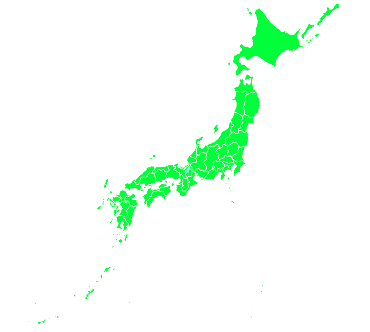 都道府県の区切り線のイラスト（日本地図）