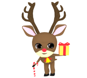 プレゼントを持つトナカイのイラスト