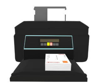 プリンターで印刷をする年賀状はがきのイラスト