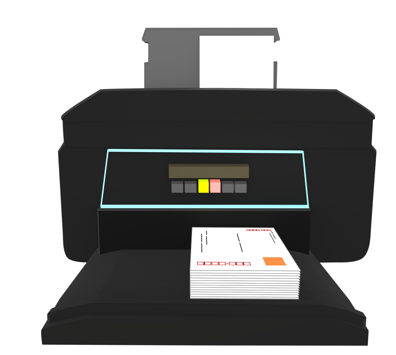 プリンターで印刷をする年賀状はがきのイラスト