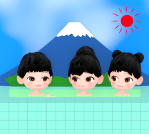 銭湯と女の子のイラスト