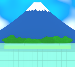 銭湯と富士山の絵のイラスト