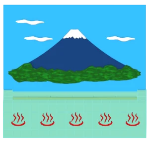 銭湯と富士山の絵のイラスト