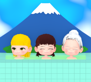 銭湯に入る女性のイラスト（女湯）