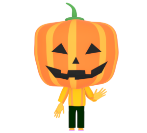 カボチャの仮装をするイラスト