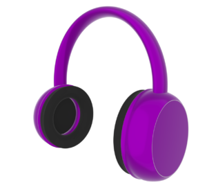 斜めから見るかわいいヘッドフォンのイラスト