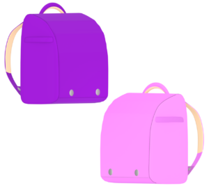 紫色・ピンク色のランドセルのイラスト