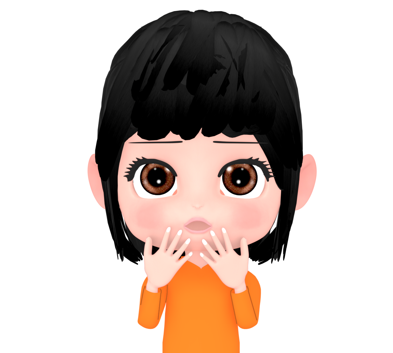 静かに驚く女性のイラスト