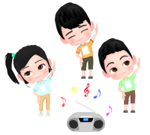 ラジオ体操をする子どものイラスト