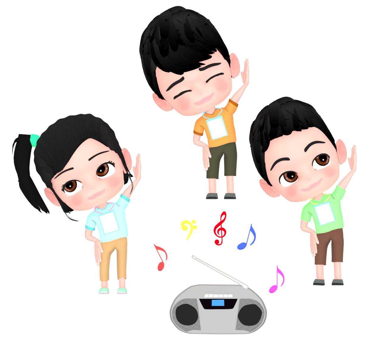 ラジオ体操をする子どものイラスト