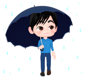 傘をさす男性のイラスト