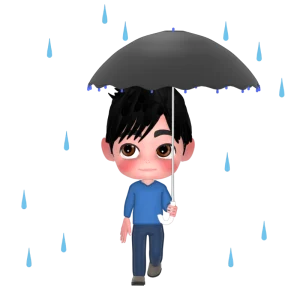 雨の日に傘をさす男性のイラスト