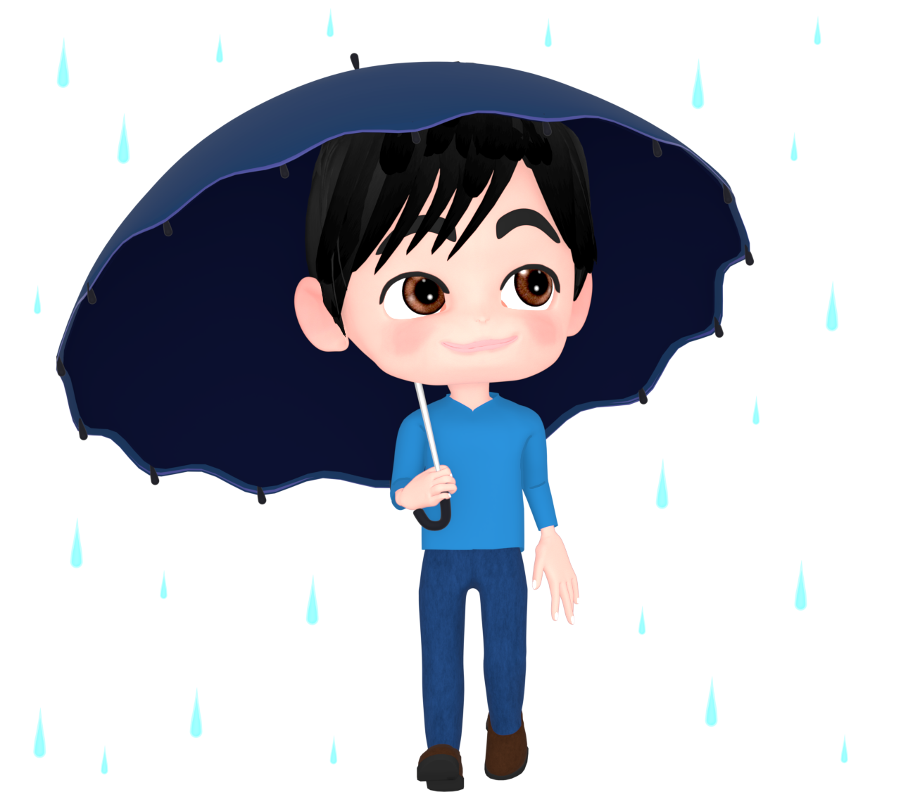 傘をさす男性のイラスト