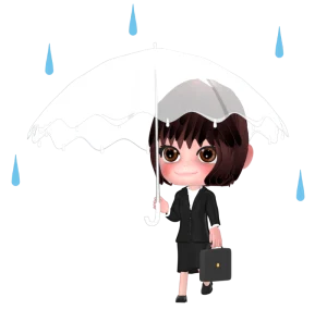 雨の日に傘をさすOLのイラスト