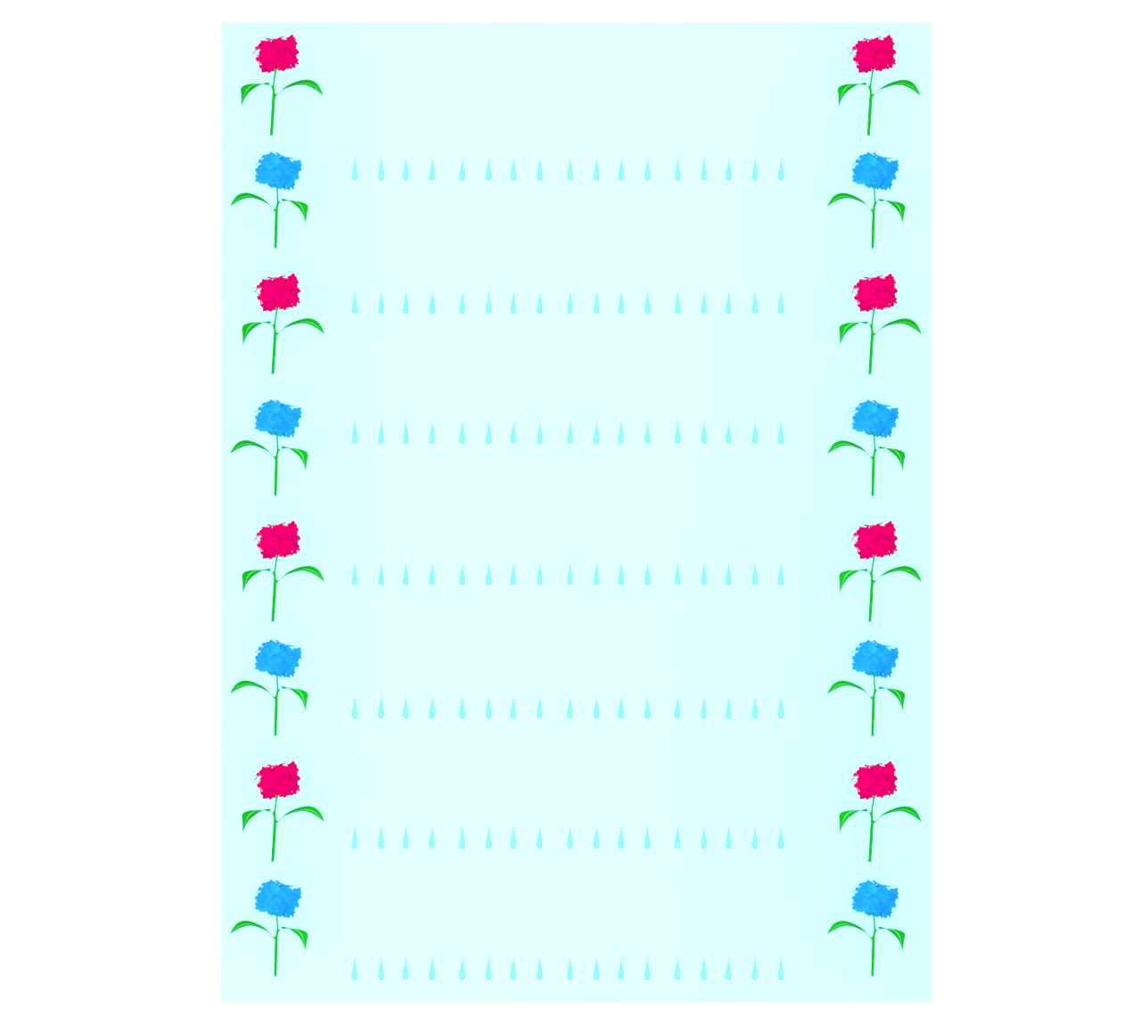 雨粒のラインと紫陽花のメッセージカード