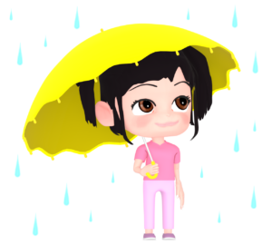雨の日に傘をさす女の子のイラスト