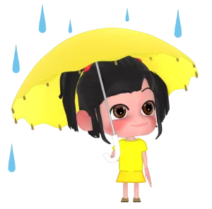 雨の日に傘をさす女の子のイラスト