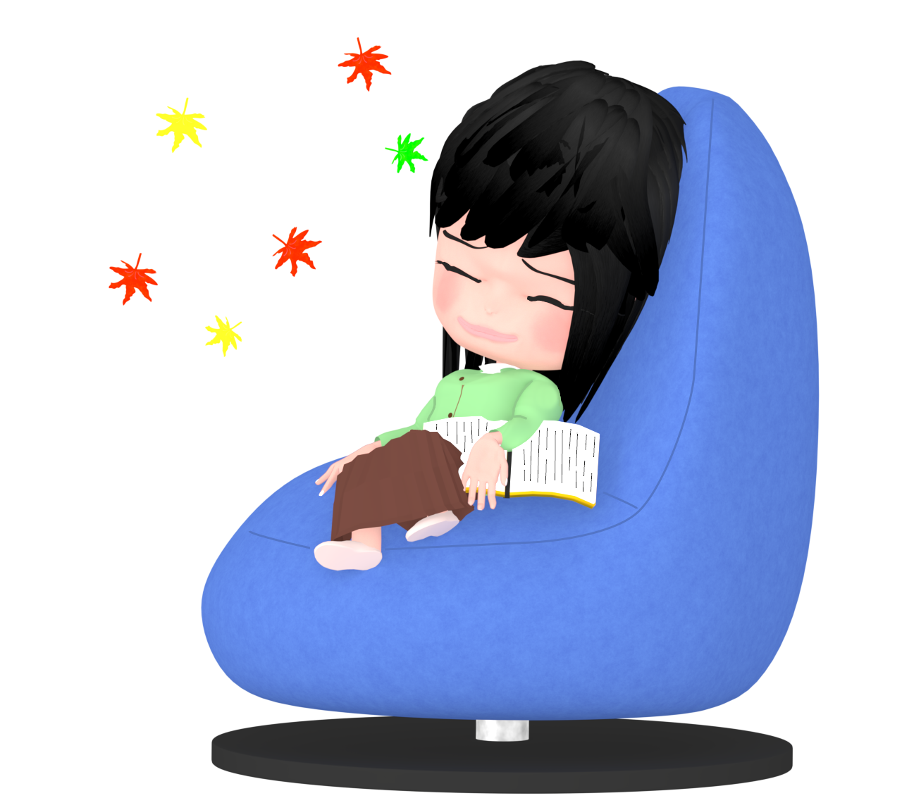 読書の秋に寝落ちをした女性のイラスト