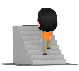 階段を上る後ろ姿の女性のイラスト