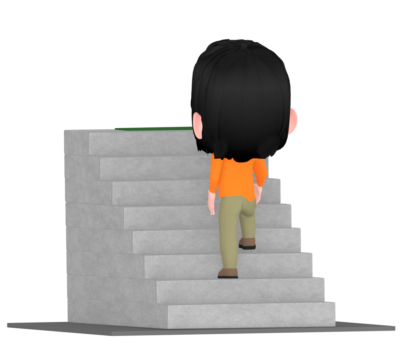 階段を上る後ろ姿の女性のイラスト 12 階段を上る後ろ姿の女性のイラスト