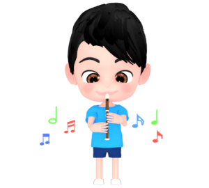 リコーダーを吹く子どものイラスト