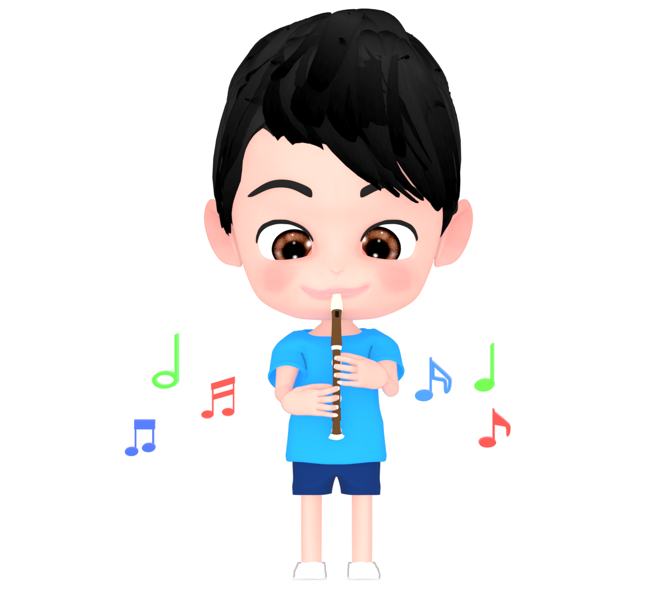 リコーダーを吹く子どものイラスト