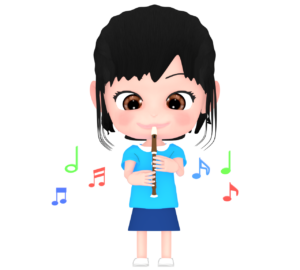 リコーダーを吹く女の子のイラスト