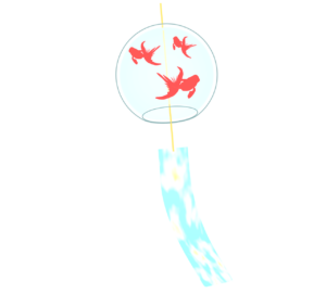 赤い金魚が描かれた風鈴のイラスト