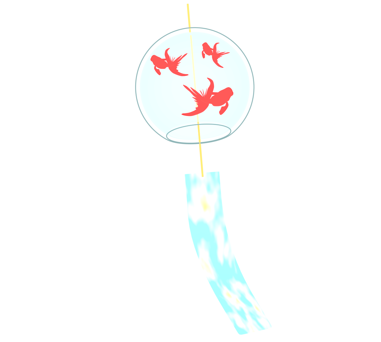 赤い金魚が描かれた風鈴のイラスト
