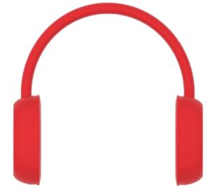 赤色のヘッドホンのイラスト