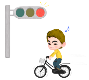 赤信号を無視する自転車のイラスト