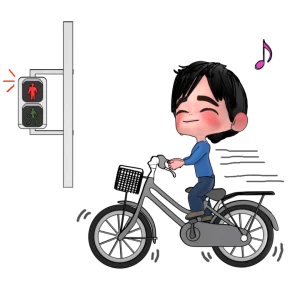 赤信号を無視する自転車のイラスト