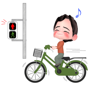 赤信号を無視する自転車のイラスト