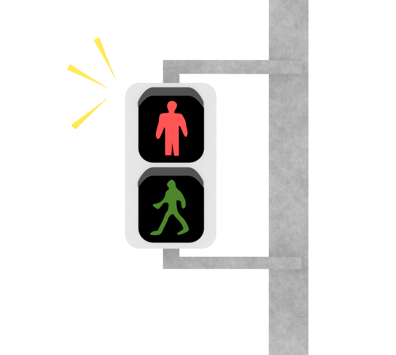 赤色に変わる歩行者用信号機のイラスト