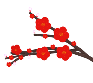 赤い梅の木のイラスト