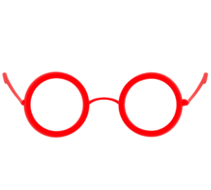 知的に見える赤色の丸い眼鏡のイラスト