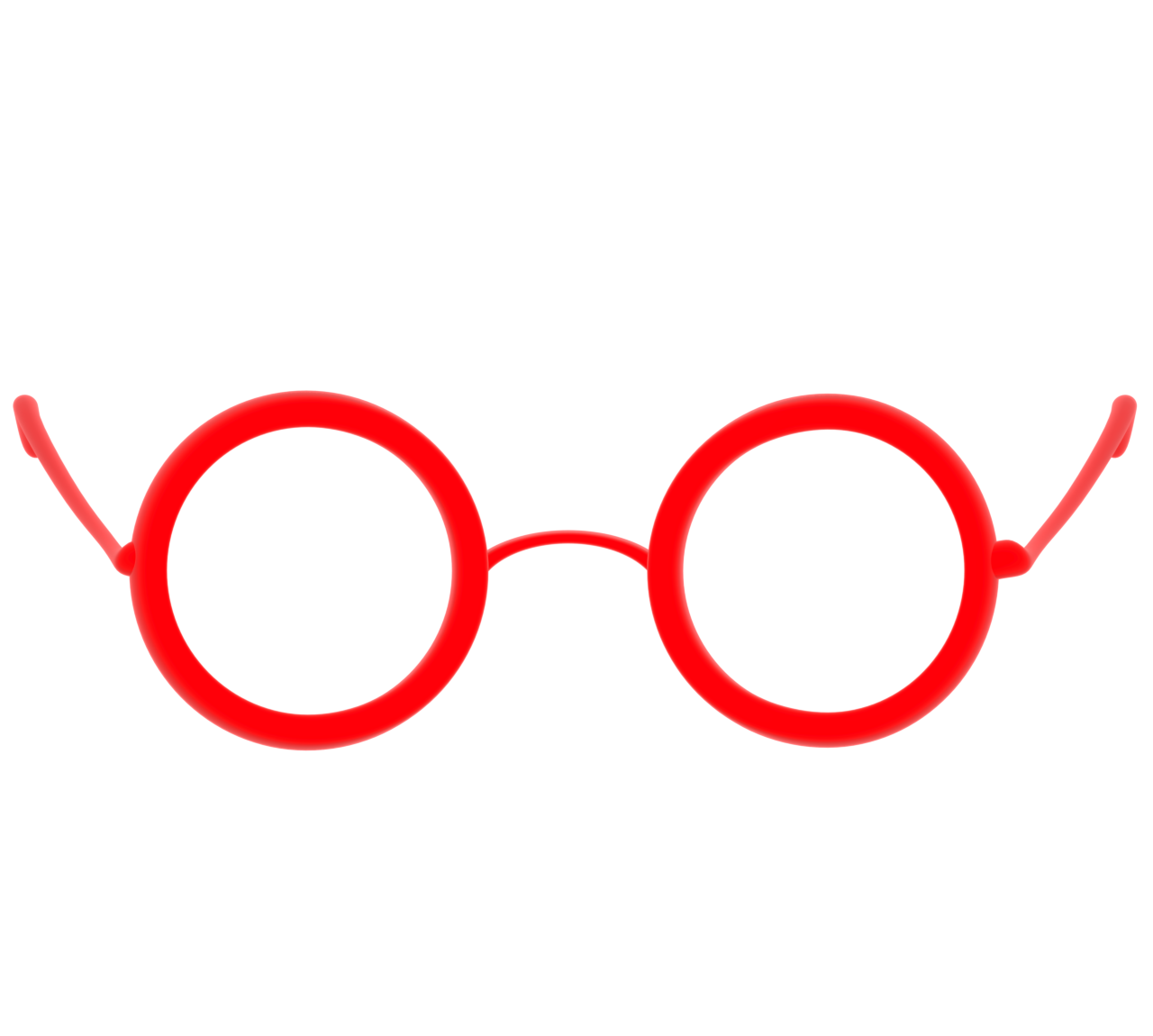 知的に見える赤色の丸い眼鏡のイラスト