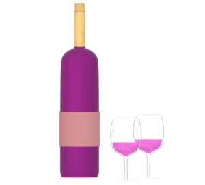 赤ワインのボトルとグラスのイラスト