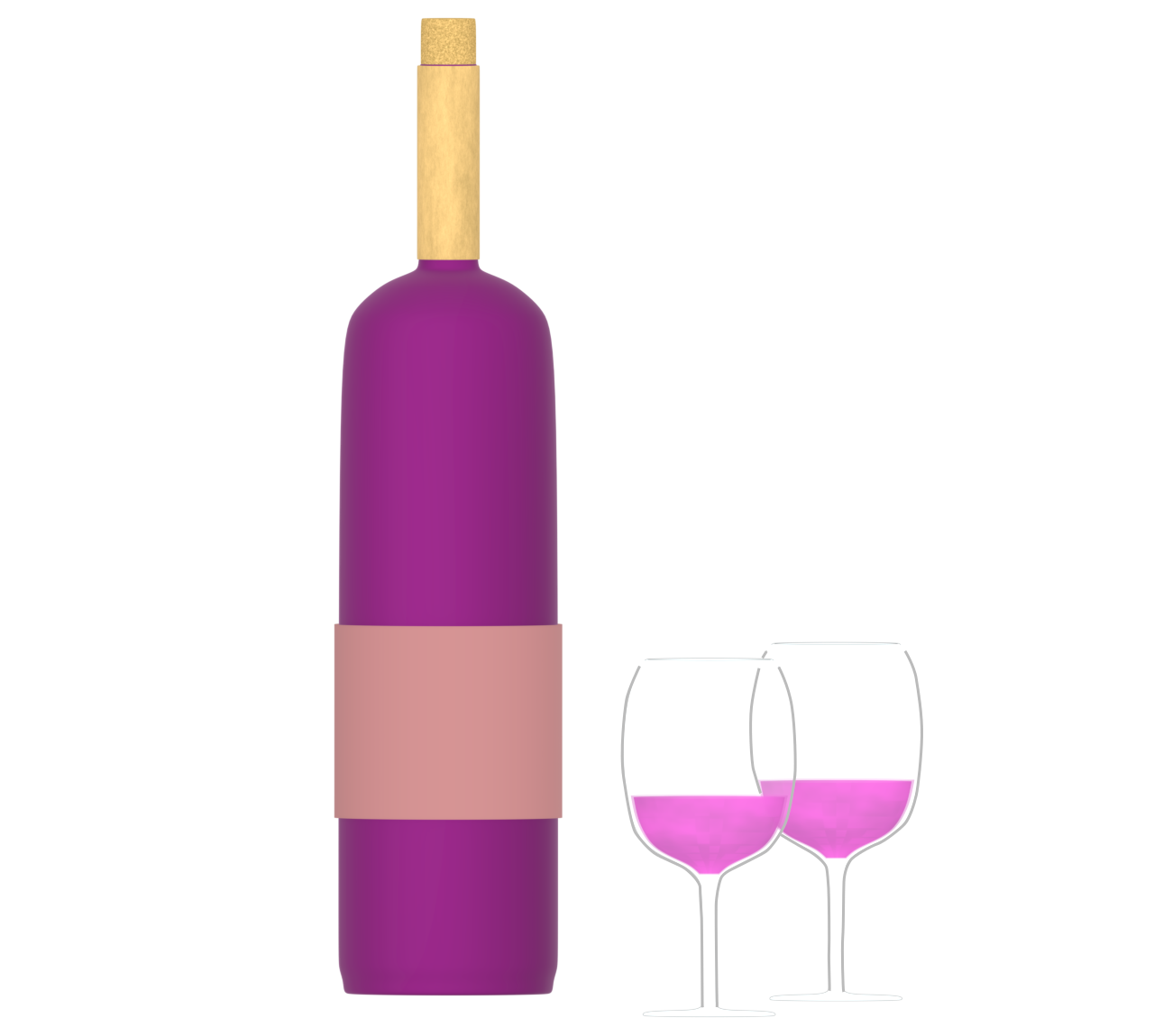 赤ワインのボトルとグラスのイラスト