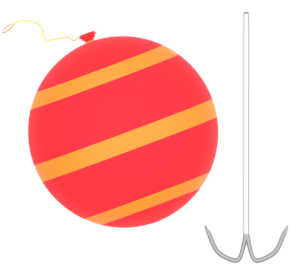 赤色のボンボンのイラスト