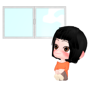 室内でリラックスする女性のイラスト