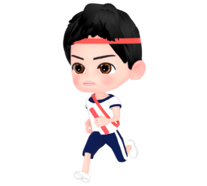リレーのアンカーを走る男子生徒のイラスト