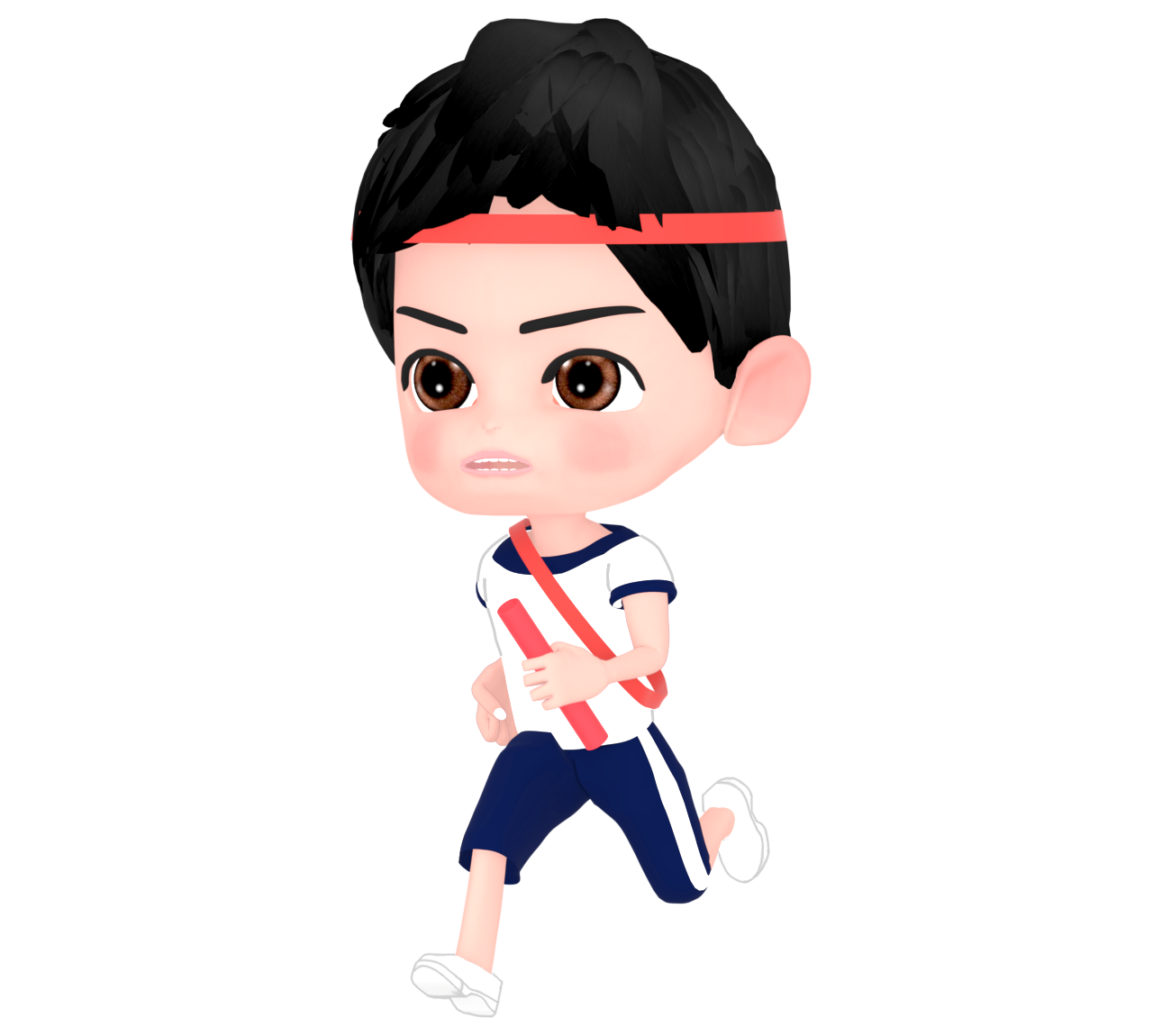 リレーのアンカーを走る男子生徒のイラスト