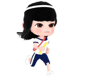 リレー最終走者の女子生徒のイラスト